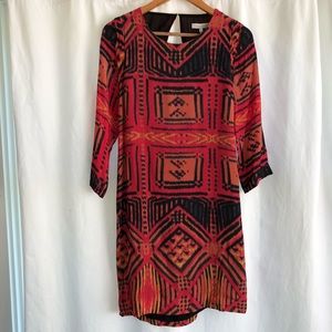 Sandro Red/Orange Hue Ikat Print Dress